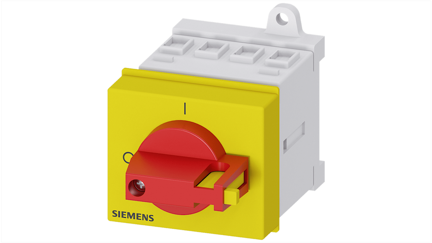 Interruttore di isolamento Siemens 3LD2030-1TL13, 4 poli, 16 A, montaggio su guida DIN, dimensioni 91x45x53 mm, grado di protezione IP40.