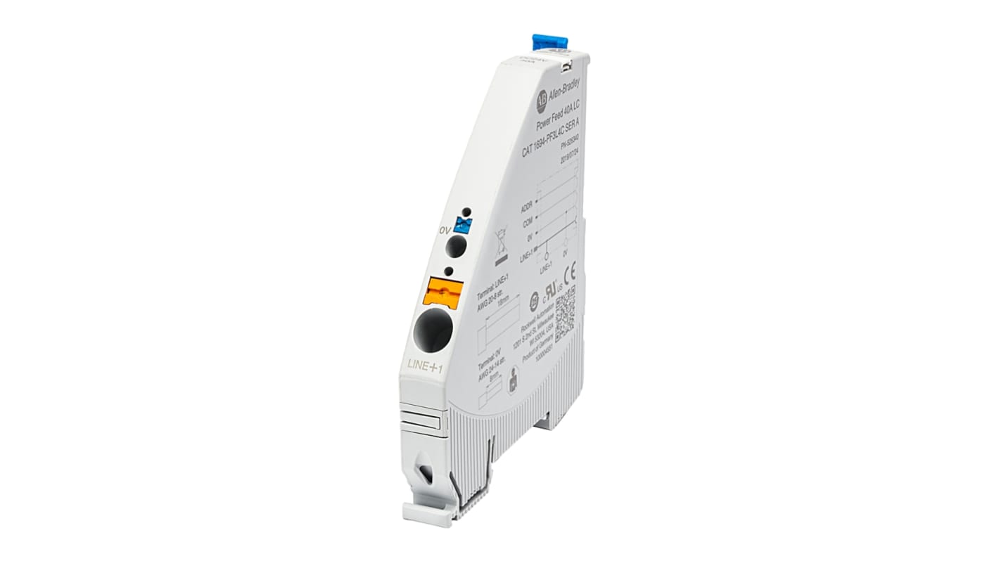 Interruttore elettronico di circuito Rockwell Automation 1694-PF3L4C, 40A, 24V, 2 canali, con elemento fail-safe integrato.