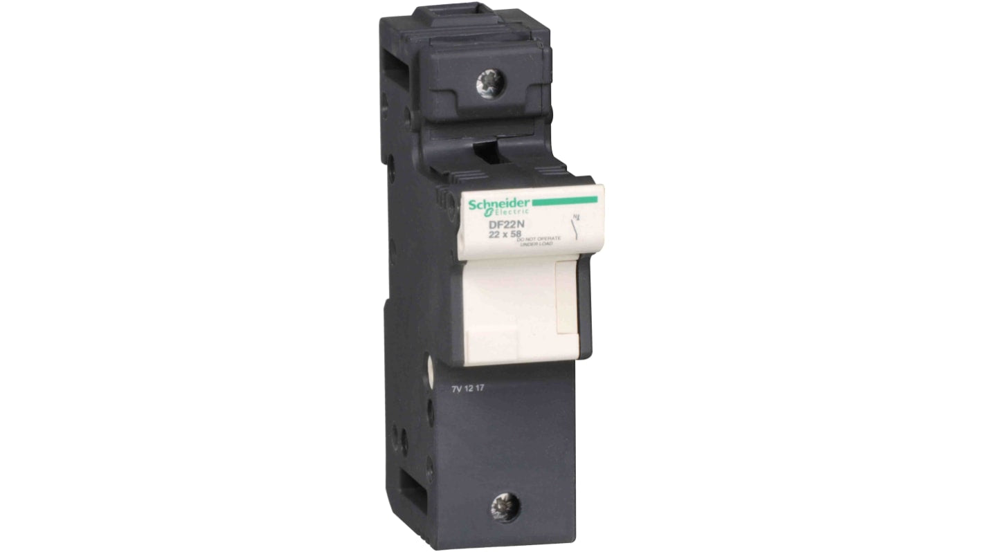 Sezionatore portafusibili Schneider Electric DF22N, 125A, 690V, montaggio su guida DIN 35mm, grado di protezione IP20.
