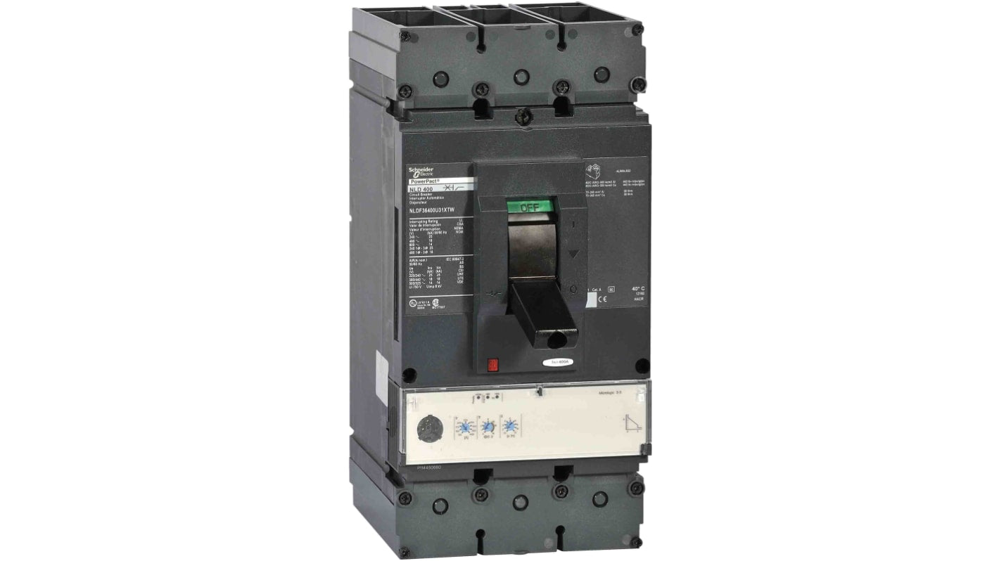 Interruttore magnetotermico scatolato Schneider Electric NLGF36600U31XTW, 3 poli, 600A, 750V, montaggio fisso, IP40.