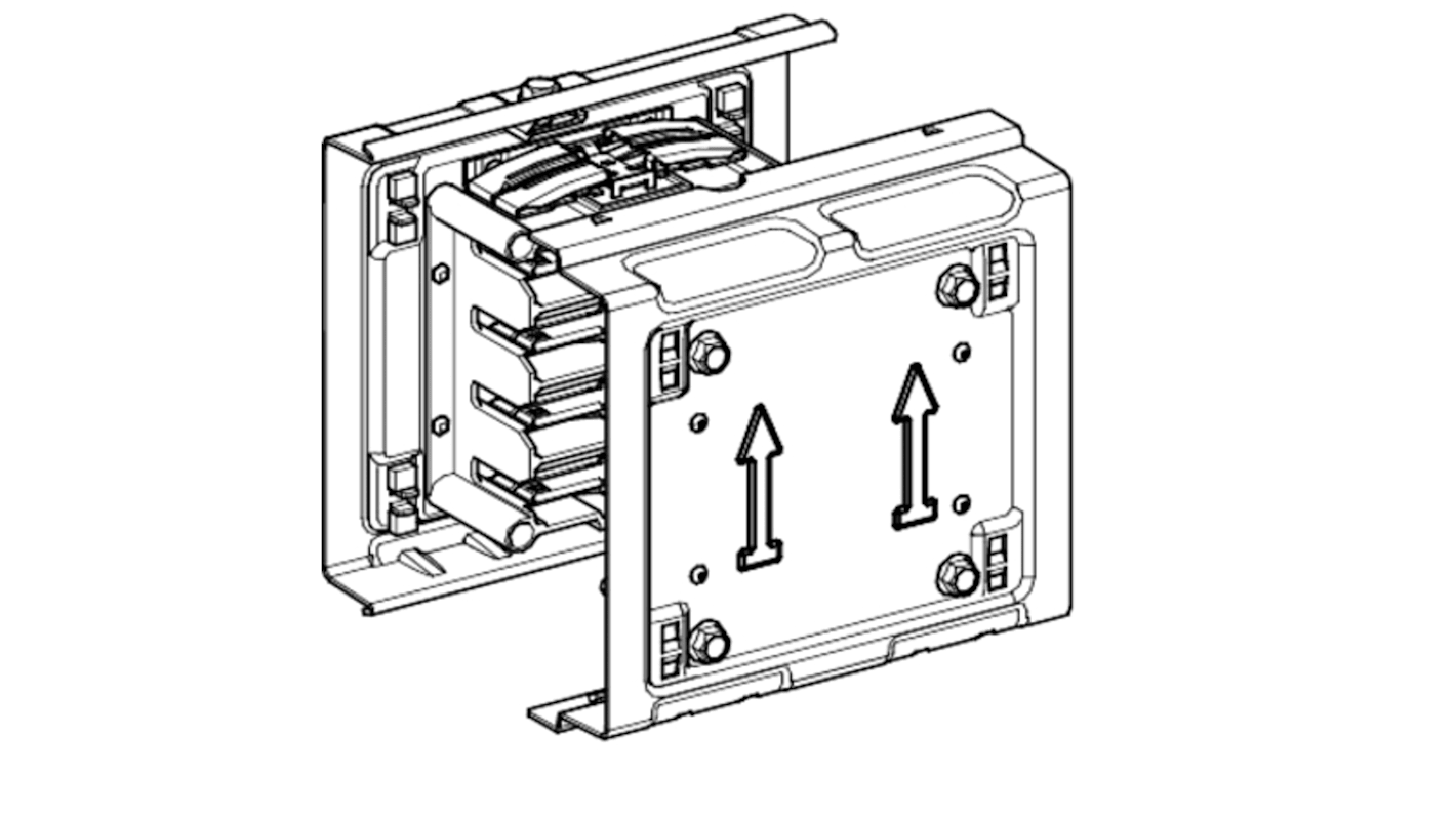 Staffa di giunzione Schneider Electric KSA250ZJ4 per sbarre, dimensioni 178x165mm, compatibile con canaline e barre di distribuzione.