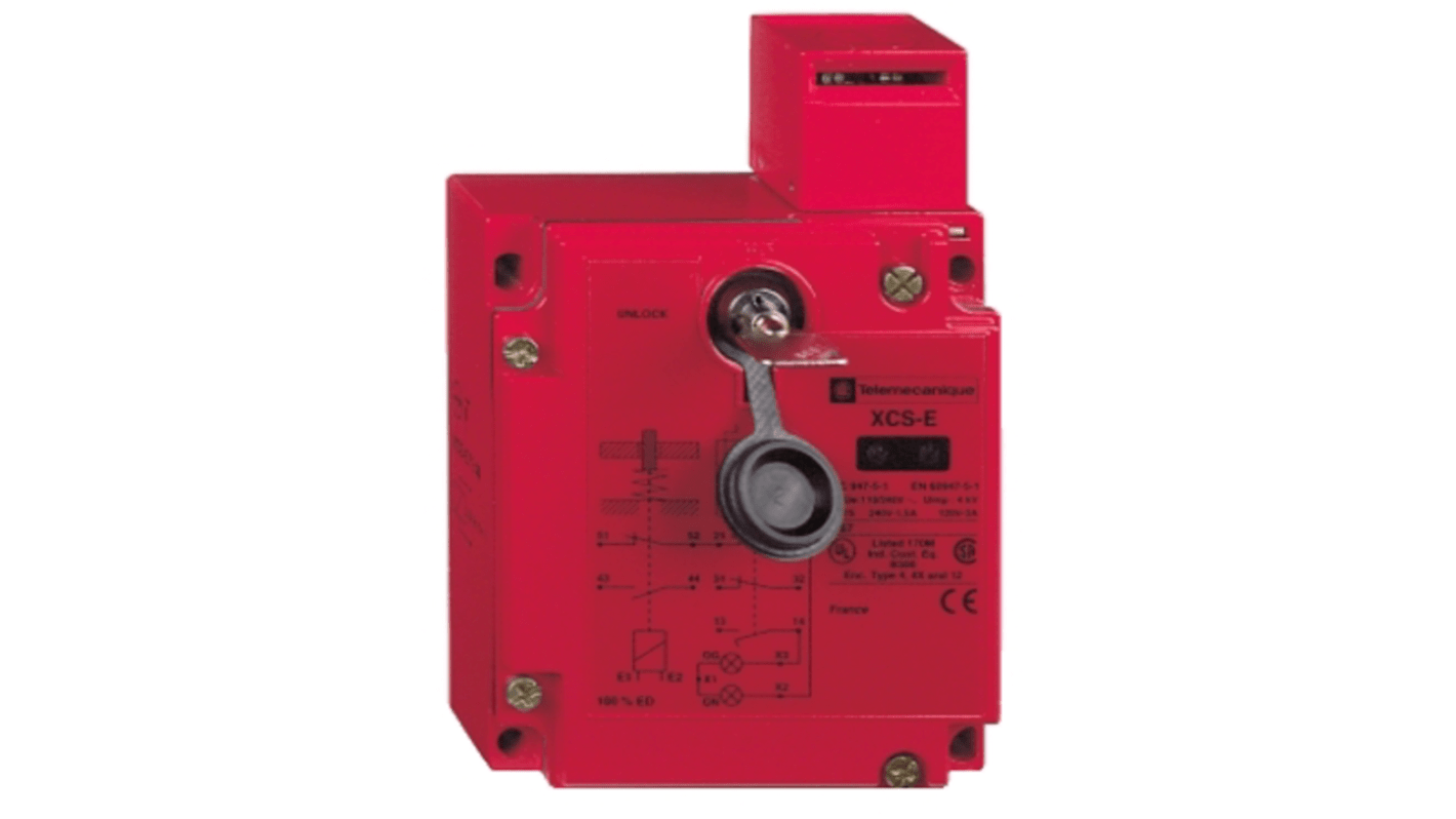 Interruttore di interblocco a solenoide Telemecanique Sensors XCSE5541, 2NA/1NC, costruzione metallica, conforme RoHS.