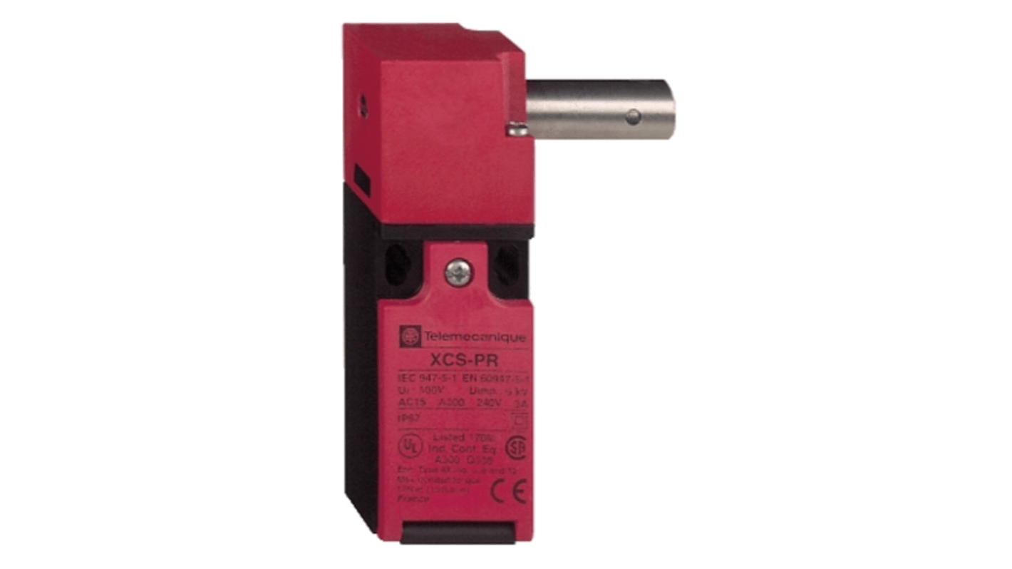 Interruttore di interblocco di sicurezza a chiave Telemecanique Sensors XCSPR952, 2NC/1NA, grado di protezione IP67, mandrino in acciaio inox da 30 mm.