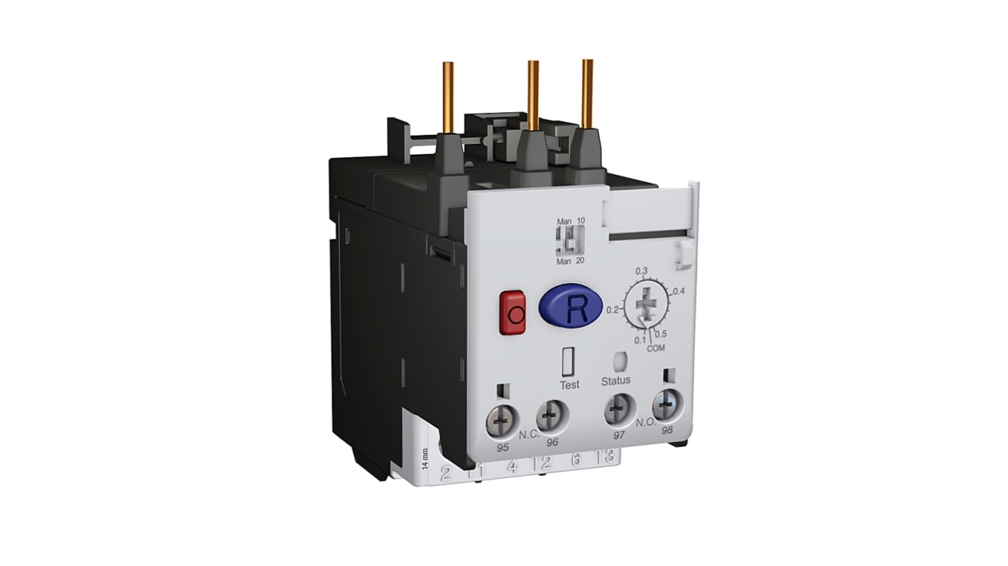 Relè di sovraccarico elettronico Rockwell Automation 193-1EEEB, 1 N/C + 1 N/A, classe 10-20, montaggio su contattori 100-C09 a 100-C23.