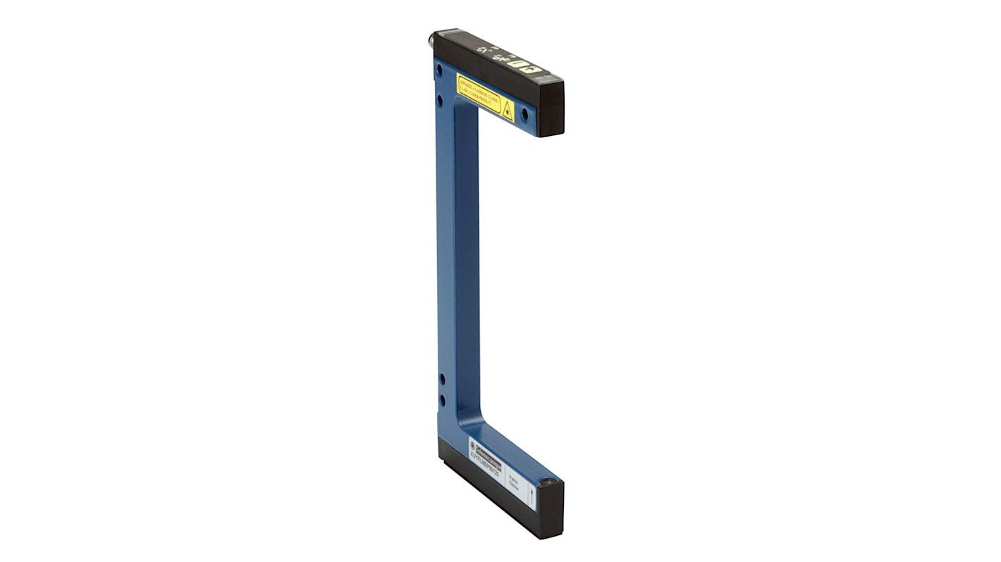 Sensore fotoelettrico a forcella Telemecanique Sensors XUYFLNEP100120, rilevamento oggetti trasparenti, gamma 120 mm, uscita PNP/NPN, IP65.