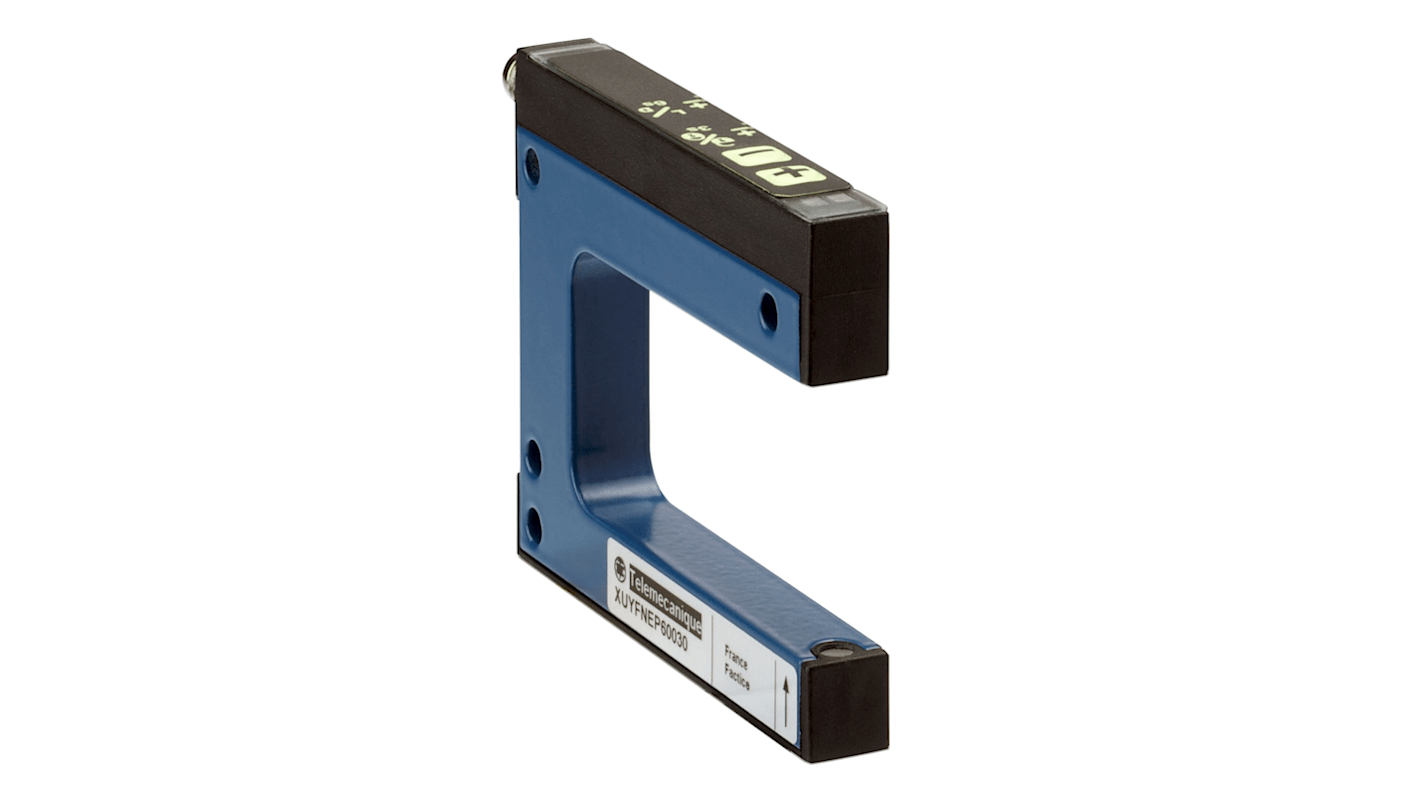 Sensore fotoelettrico a forcella Telemecanique Sensors XUYFNEP40030, IP65, rilevamento fino a 30 mm, uscita PNP/NPN, connettore M8.