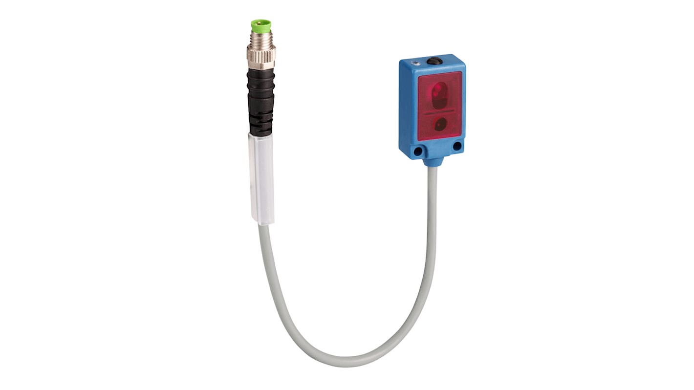 Sensore fotoelettrico miniaturizzato Telemecanique Sensors XUYPSCO989SP, rilevamento diffuso, uscita PNP, grado di protezione IP65/IP67.