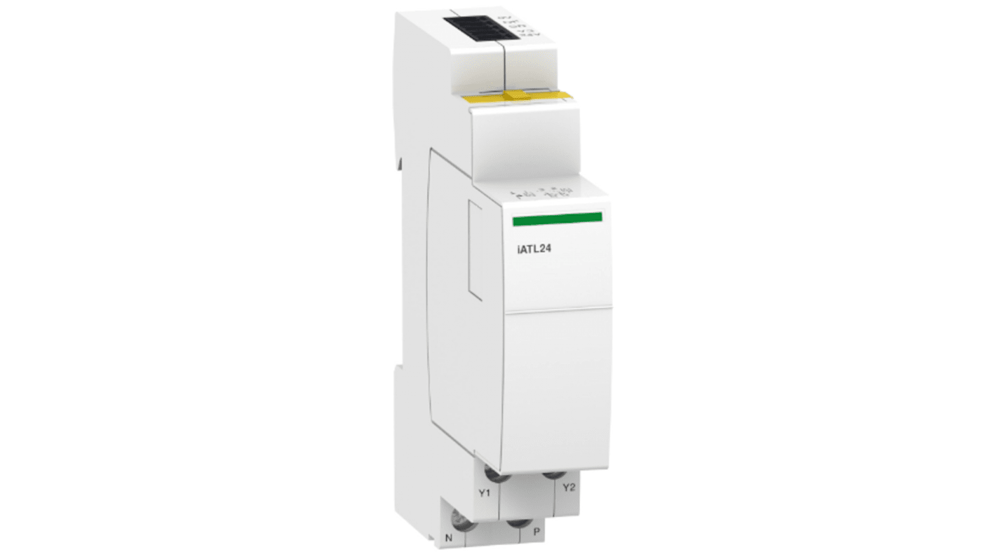 Blocco di contatti ausiliari Schneider Electric A9C15424, 1 contatto N/A, montaggio su guida DIN, tensione 24-240VAC, grado di protezione IP20/IP40.
