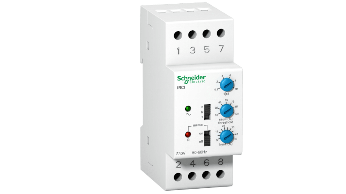 Relè di controllo Schneider Electric A9E21181, 8 A, 230 V, per monitoraggio alimentazione e gestione carichi.
