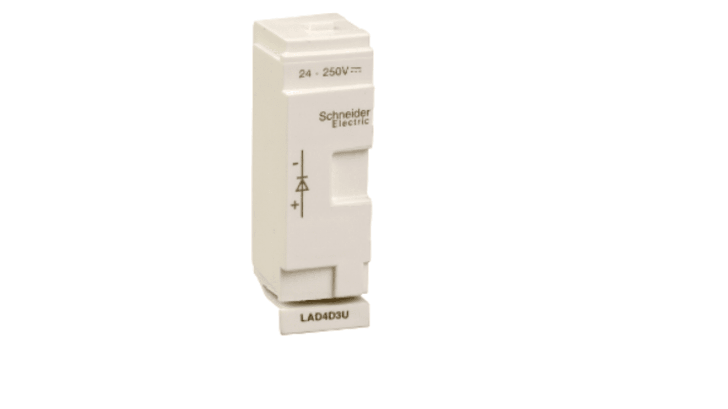 Diodo soppressore Schneider Electric LAD4D3U per contattori LC1D40A-D80A, protezione contro sovratensioni, 24-250V.