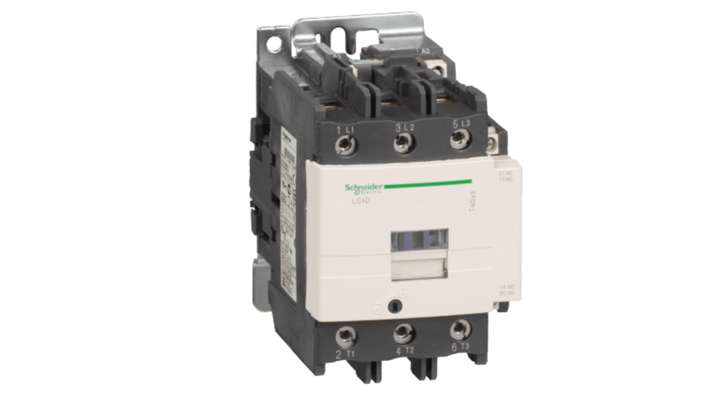 Contattore Schneider Electric LC1D80U7, 3 poli, 80 A, montaggio su guida DIN, dimensioni 85 mm, per controllo motori fino a 1000 V.