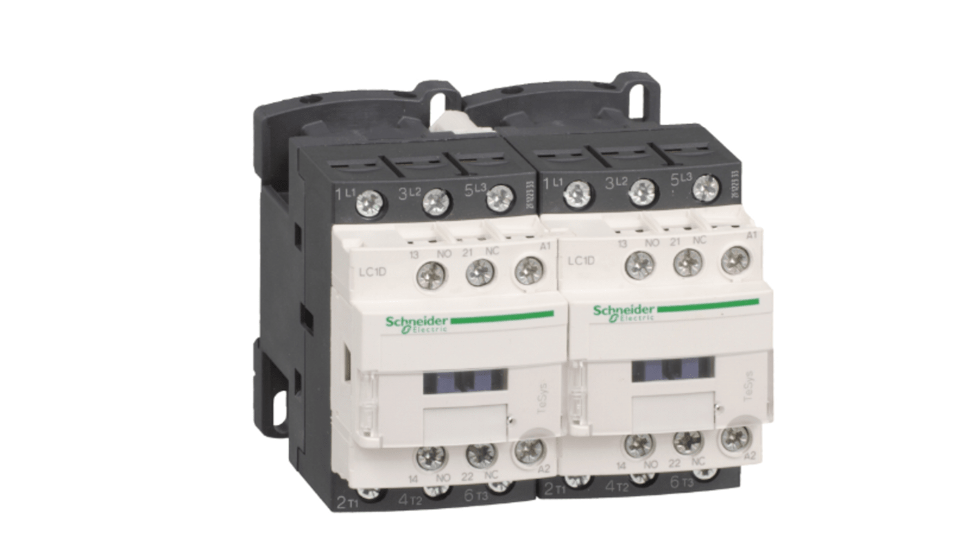 Contattore Schneider Electric LC2D25BL, 3 poli, 3 contatti NA, corrente 25 A, tensione bobina 24 V, montaggio a morsetti a vite.