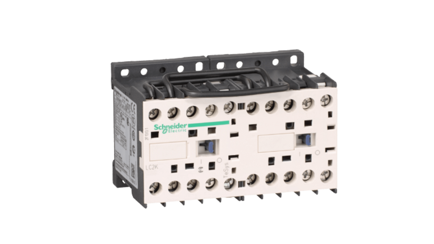 Contattore Schneider Electric LC2K1201E7, 3 poli, 3 contatti NA, corrente 12 A, tensione bobina 48 V, montaggio a morsetti.