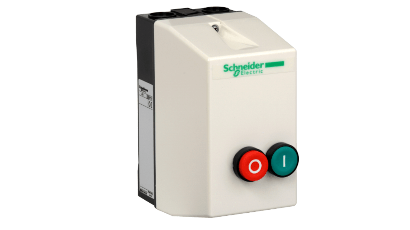 Starter DOL manuale Schneider Electric LE1D09U7 per motori, 5,5 kW, 240 V, 9 A, IP65, montaggio superficiale.