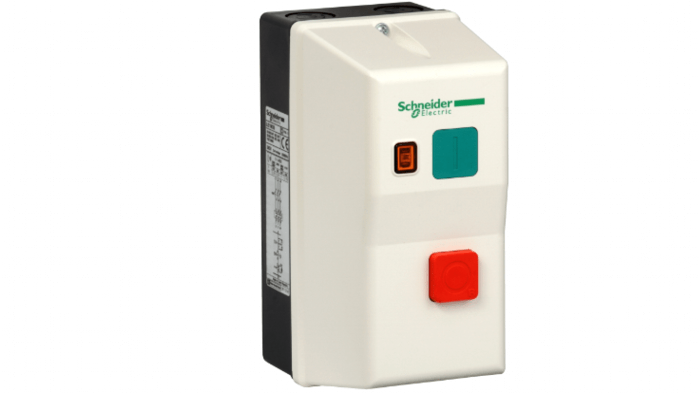 Starter DOL manuale Schneider Electric LE1M35P708 per motori 3 fasi, potenza 1,1 kW, montaggio superficiale, grado di protezione IP65.