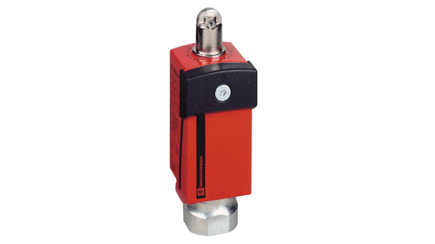 Interruttore di fine corsa rullo Telemecanique Sensors XCSD3702P20, 2NA 2NC, IP66/IP67, corpo in Zamak, progettato per impieghi pesanti.