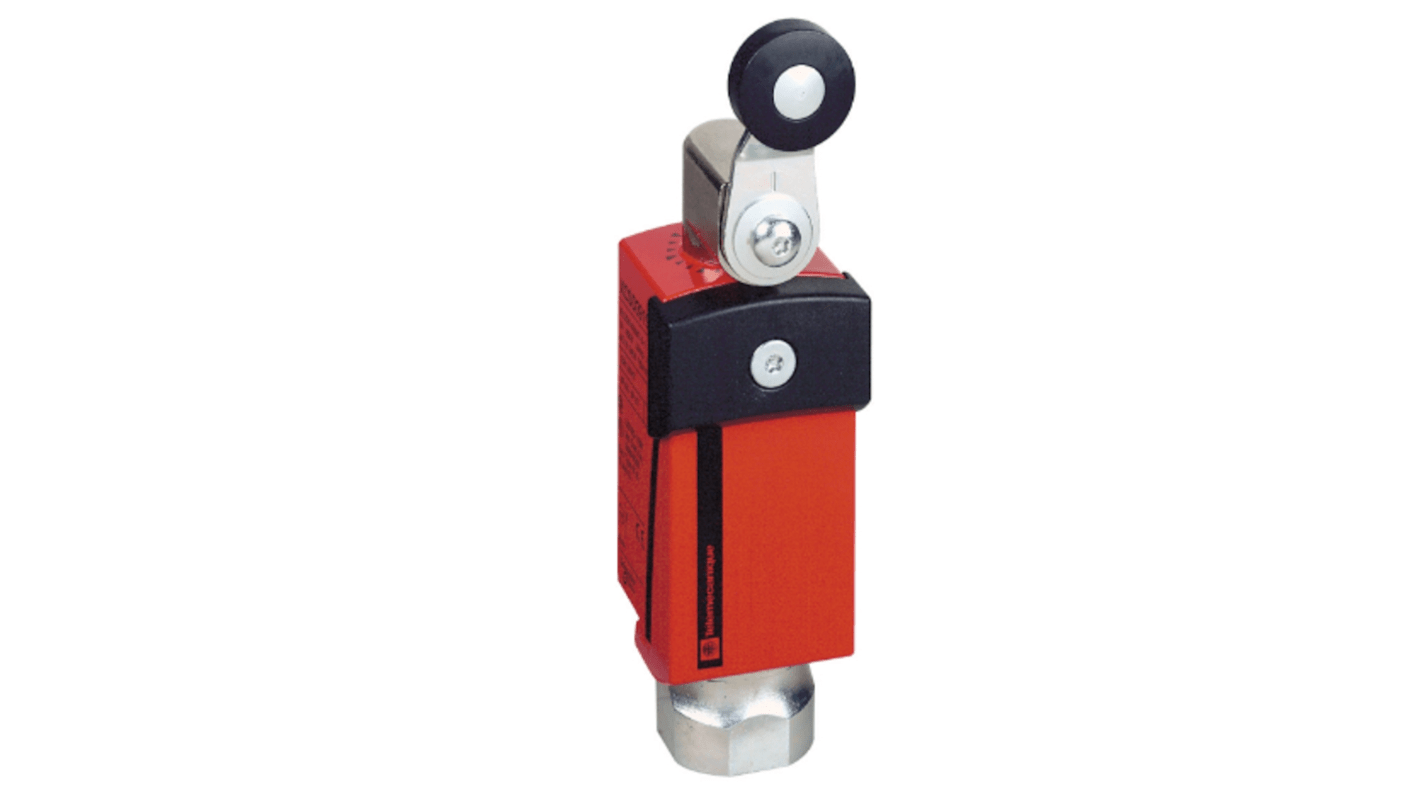 Interruttore di fine corsa a leva a rullo Telemecanique Sensors XCSD3718P20, corpo metallico, 2NC/1NA, protezione IP66/IP67.