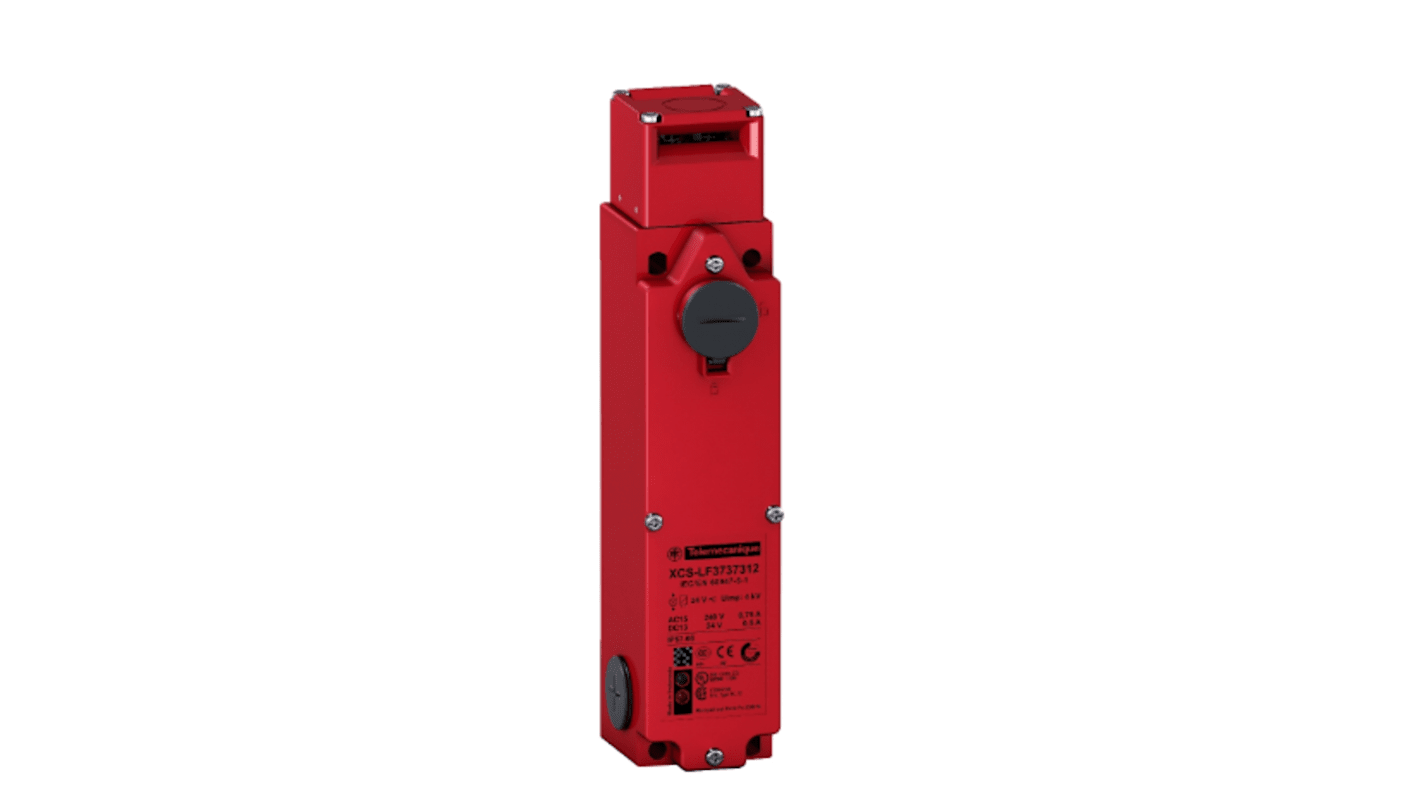 Interruttore di interblocco di sicurezza a chiave Telemecanique Sensors, 2NA/1NC, 24V, corpo in metallo rosso, grado di protezione IP66.