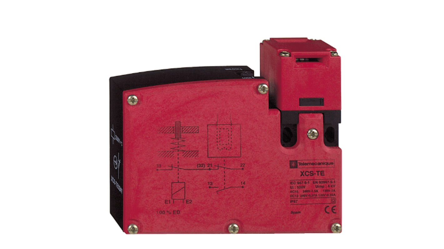 Interruttore di interblocco a solenoide Telemecanique Sensors XCSTE5331, 1NC/1NA, grado di protezione IP67, tensione massima 120V.