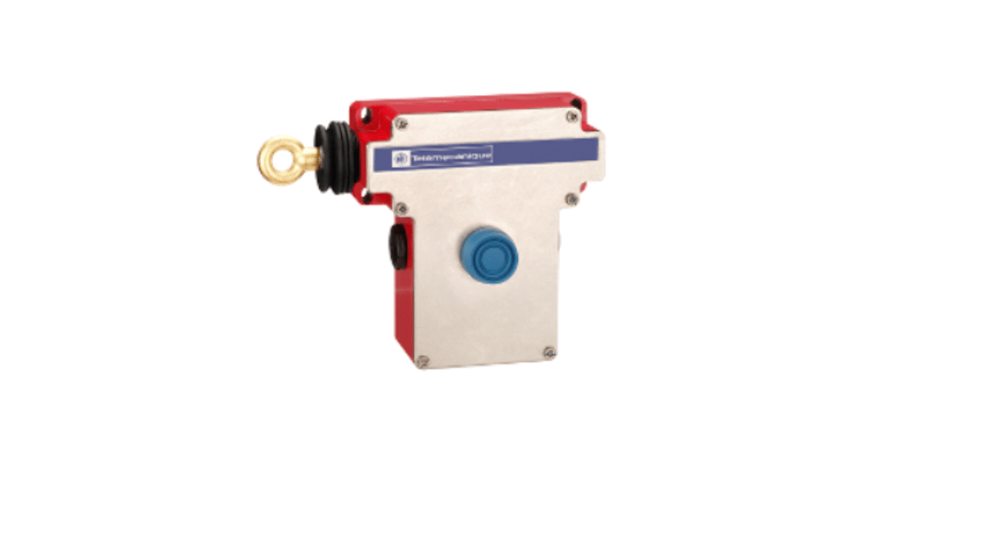 Interruttore a fune Telemecanique Sensors XY2CE5A250, con contatti NC e NO, grado di protezione IP66, per applicazioni industriali.