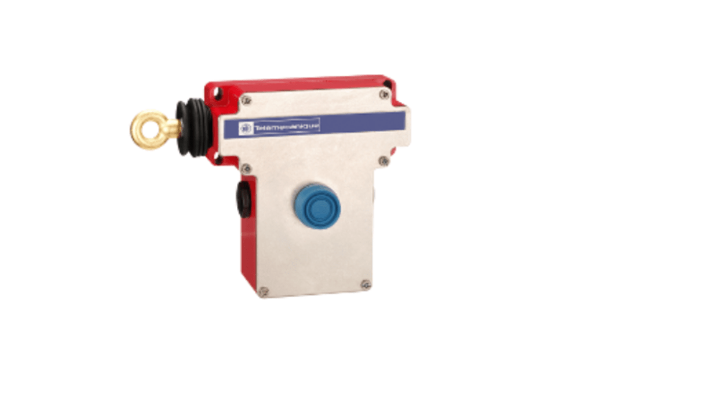 Interruttore a fune Telemecanique Sensors XY2CE6A250, con contatti normalmente chiuso e aperto, grado di protezione IP66, montaggio con morsetti a vite.