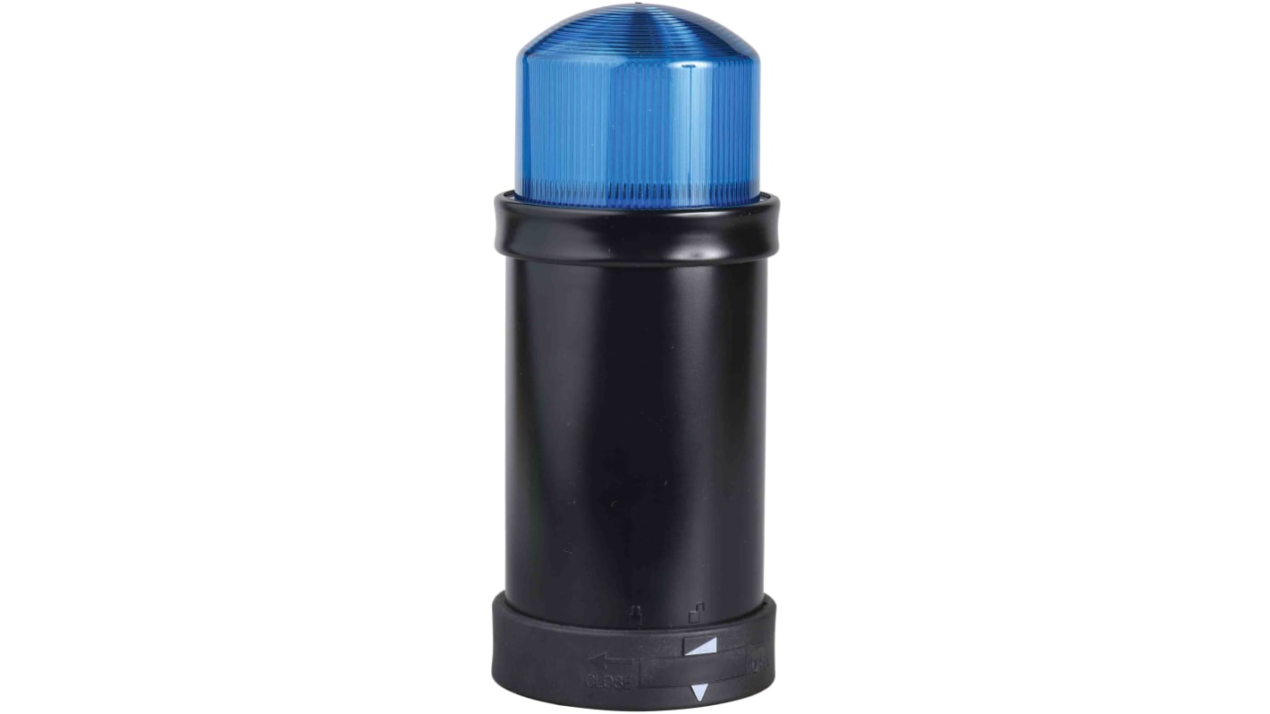 Elemento luminoso lampeggiante blu Schneider Electric XVBC6B6, 24 V AC/DC, compatto, per torrette modulari.