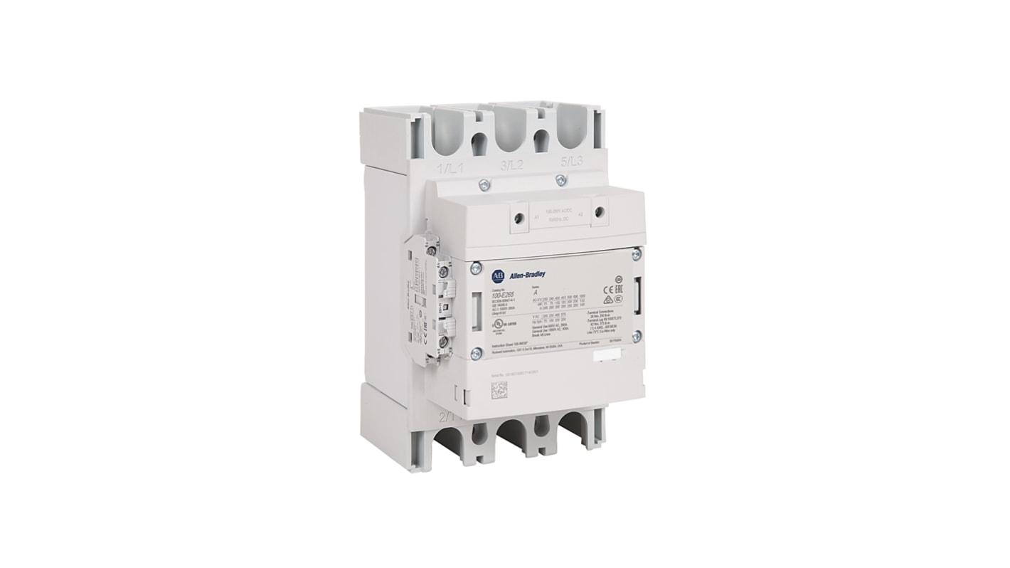 Contattore Rockwell Automation 100-E265KJ11, 3 poli, 1 N/C + 1 N/A, corrente 265 A, tensione 24-60 V.