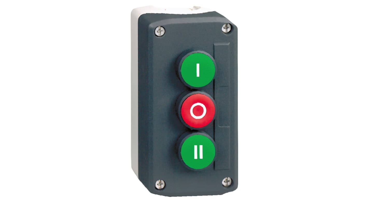 Pulsante di controllo Schneider Electric XALD339, IP66, 22mm, 1 NC + 2 NC, policarbonato grigio chiaro, Green Premium.