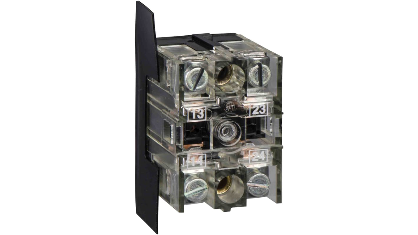 Blocco contatti Schneider Electric XENB1191, 1 C/O + 1 NA, tensione 400V, terminali a vite, per applicazioni industriali.