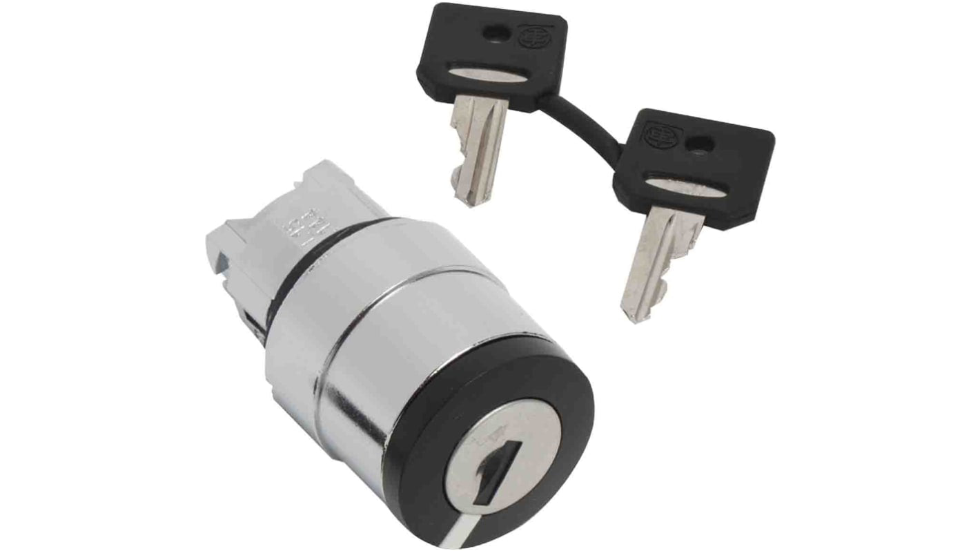 Testa selettore Schneider Electric ZB4, 3 posizioni, diametro foro 22mm, protezione IP66/IP67/IP69, attivazione a molla.