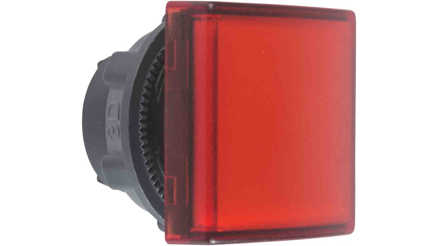 Spia luminosa quadrata rossa Schneider Electric ZB5, LED integrato, foro di montaggio 22 mm, priva di mercurio.