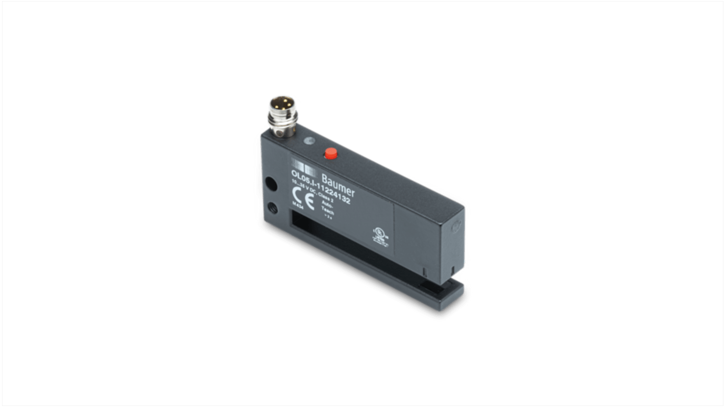Sensore fotoelettrico a forcella Baumer OL05.I-GP1B.7WN, rilevamento 5 mm, connettore M8, grado di protezione IP67.