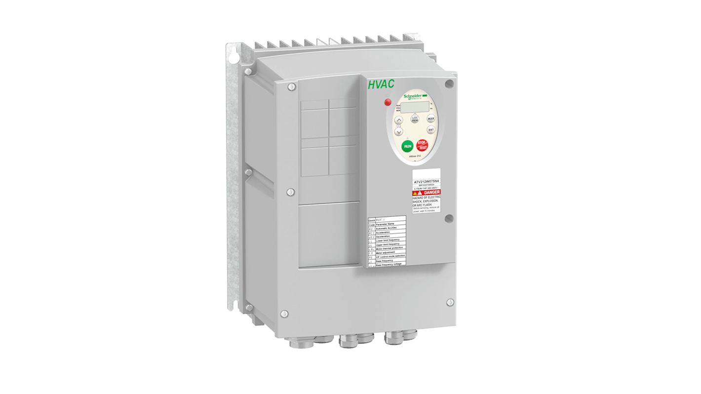 Avviatore a velocità variabile Schneider Electric ATV212WU15N4C, potenza 1,5 kW, tensione 480 V, grado di protezione IP55.