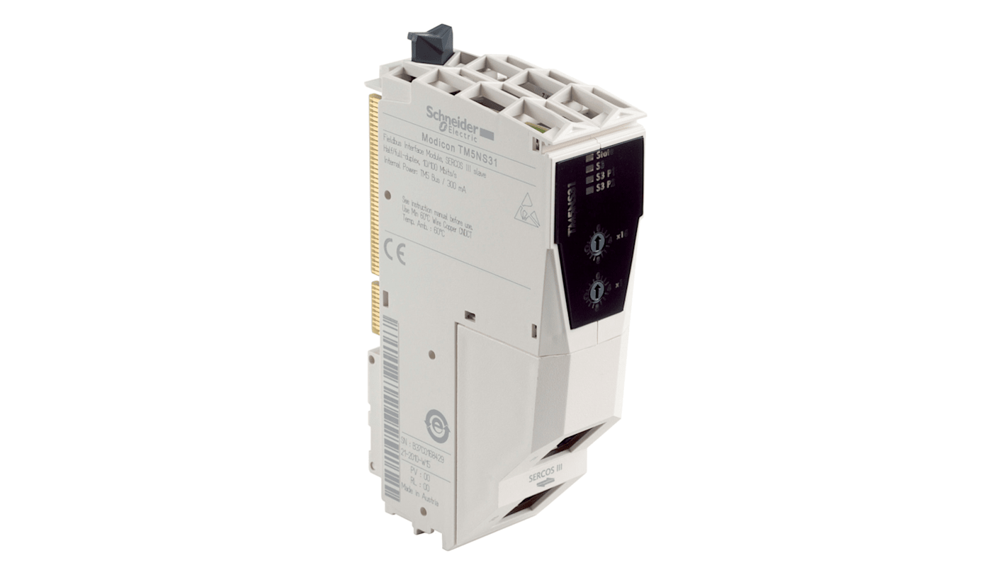 Modulo di interfaccia Schneider Electric TM5NS31 per Controller di movimento, comunicazione Sercos III, colore bianco.