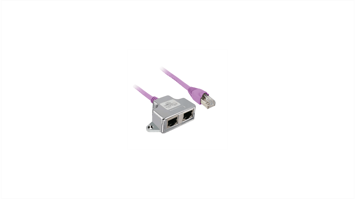 Adattatore Schneider Electric TCSCTN023F13M03 per Altivar 71, con 2 connettori RJ45 per bus CANopen e cavo incluso.