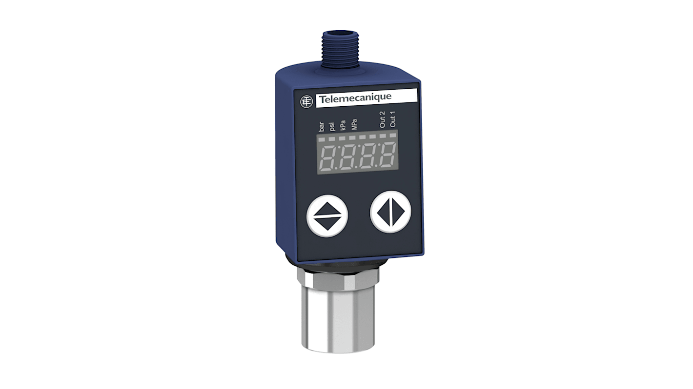 Sensore di pressione differenziale Telemecanique Sensors XMLR010G2N26, per aria e liquidi, montaggio compatto, IP65/IP67.