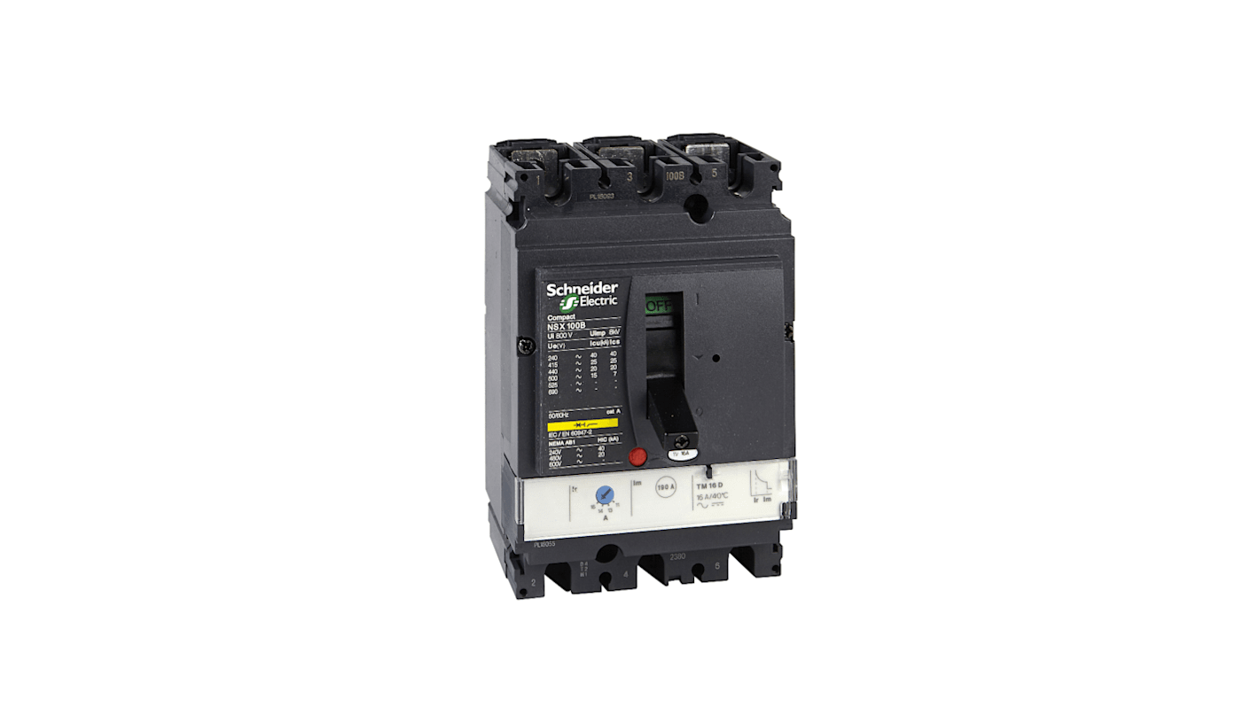 Interruttore automatico MCCB fisso Schneider Electric, 3 poli, 25A, montaggio fisso, 690VAC, protezione IP40, conforme a IEC 60664-1.