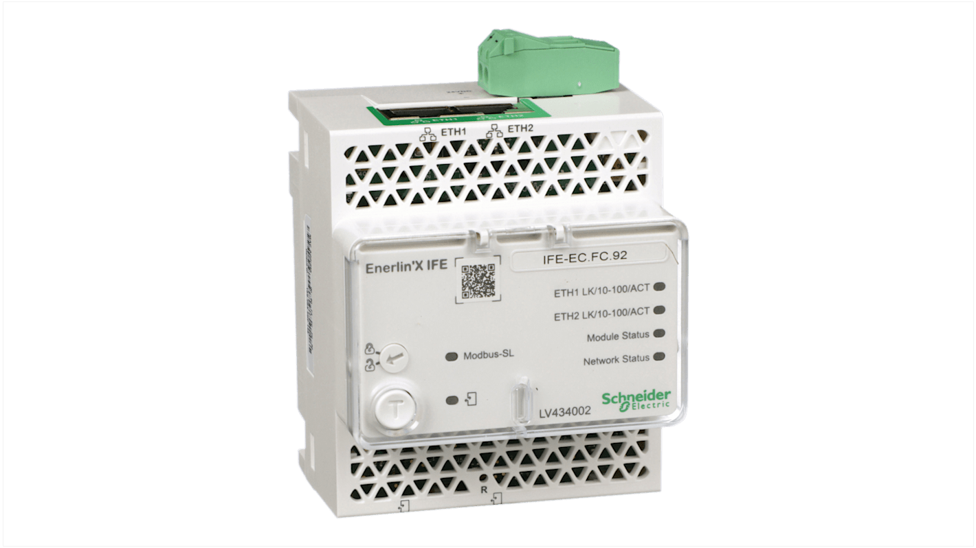 Interruttore magnetotermico scatolato Schneider Electric LV434002, con interfaccia Ethernet e gateway Modbus integrato.