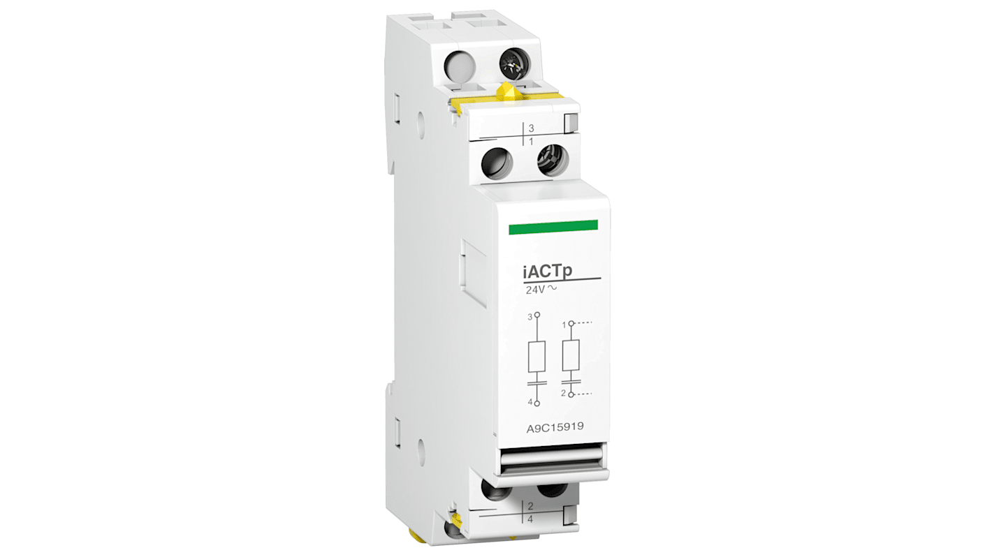 Contatto ausiliario Schneider Electric A9C15919, serie Iactp, montaggio su guida DIN, grado di protezione IP20, compatibile con Acti 9 ICT ≥ 25A.