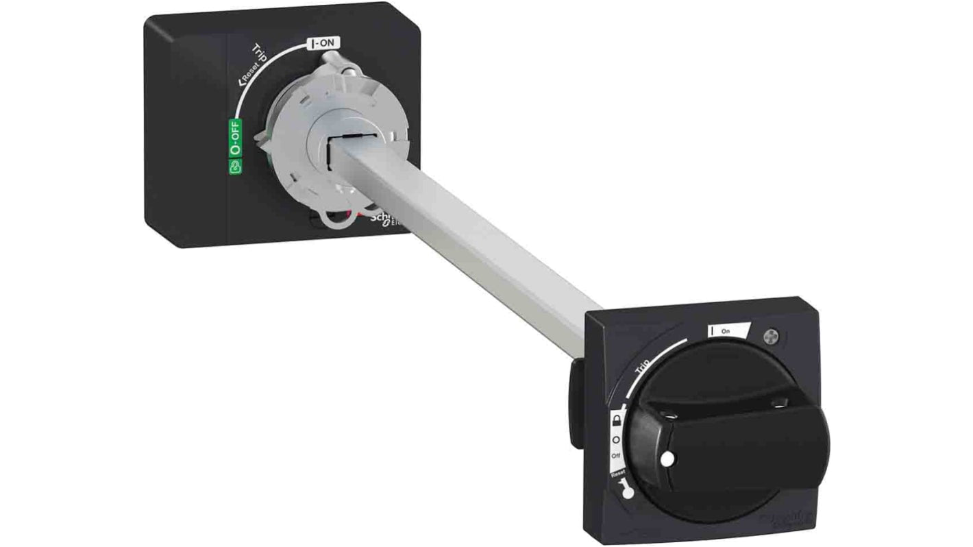 Manopola rotante Schneider Electric per TeSys BV4, colore nero, montaggio fisso, grado di protezione IP54, bloccabile in OFF/ON. Include adattatore e albero di prolunga regolabile.
