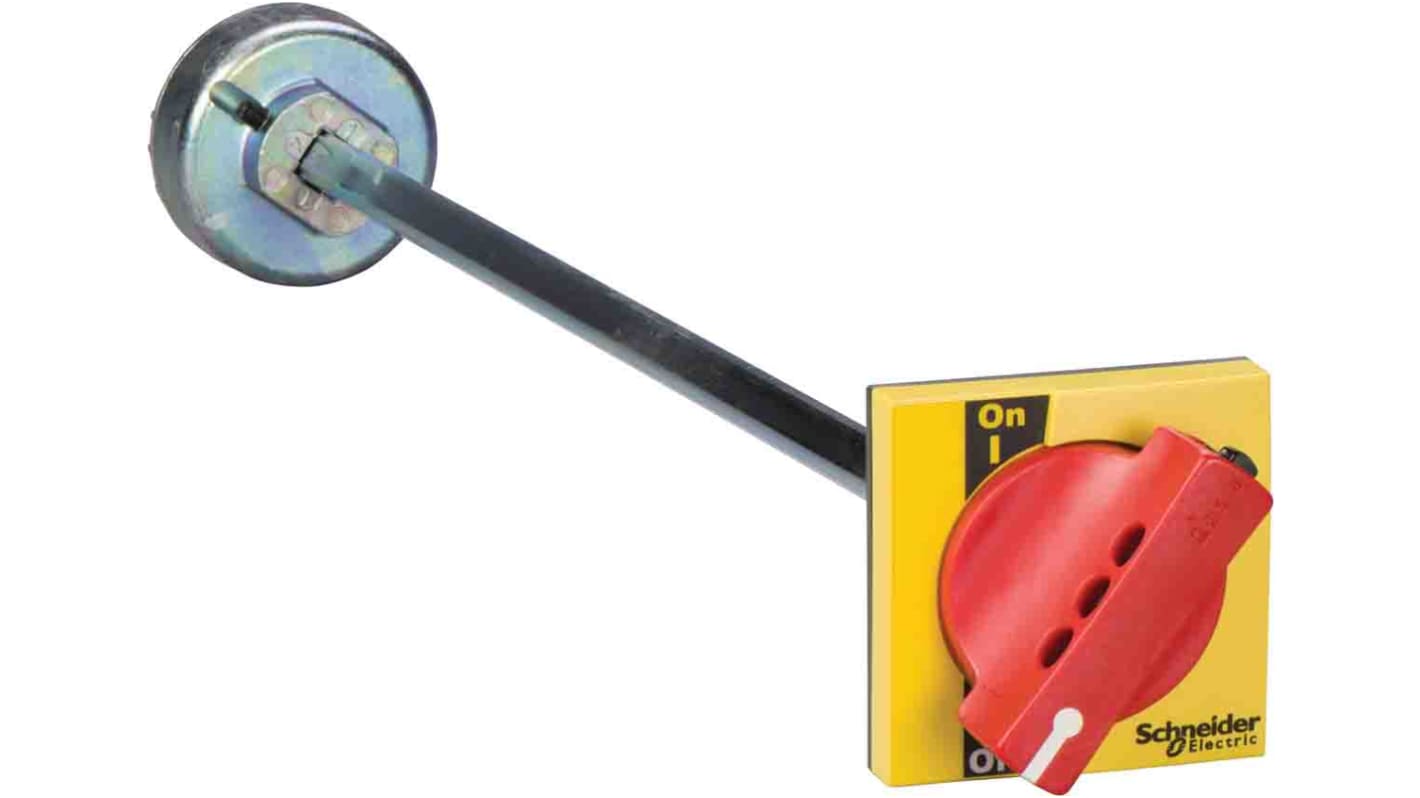 Manopola rotante Schneider Electric LV431051 per sezionatori compatti INS/INV 100-250. Accessorio di controllo giallo per isolamento e sicurezza, con bloccaggio in posizione OFF.
