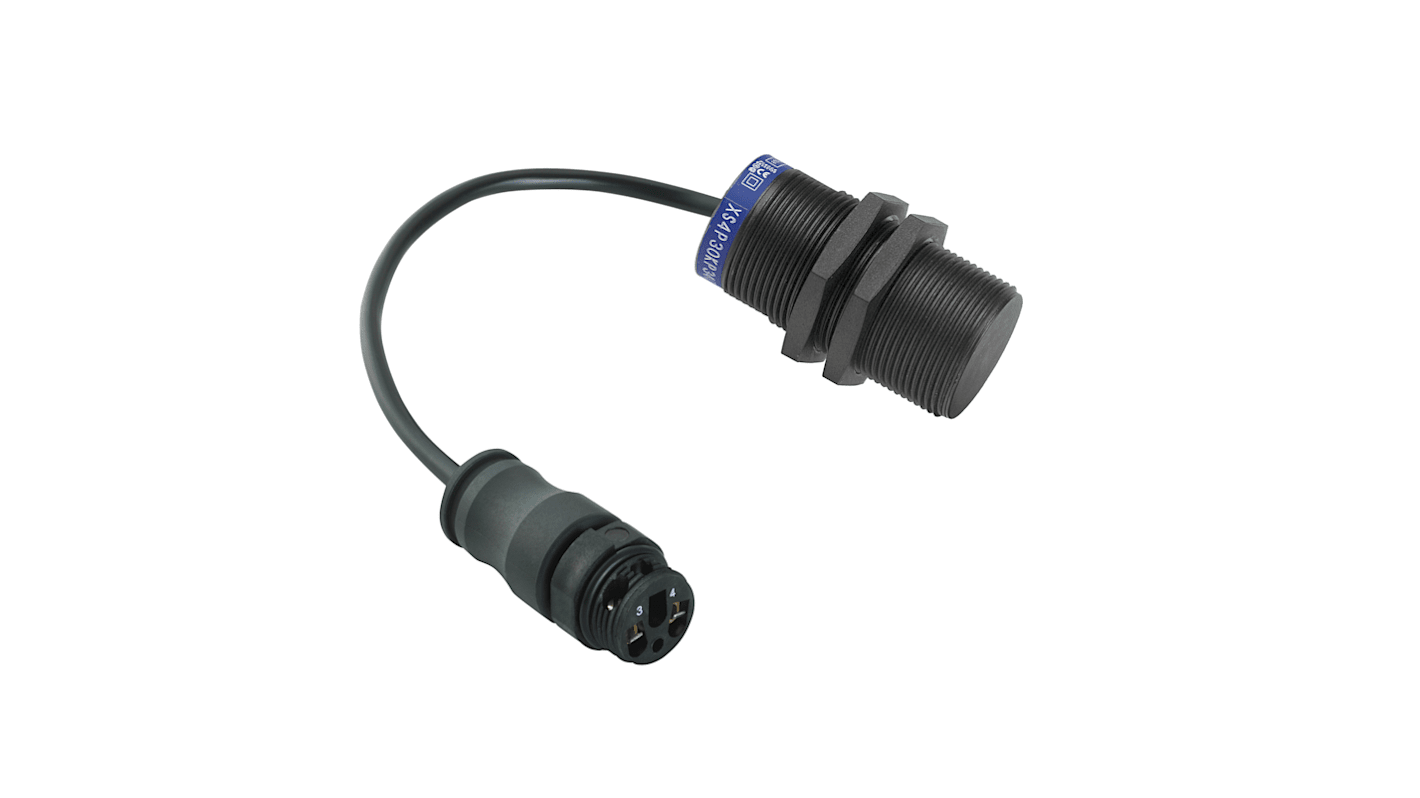 Sensore di prossimità cilindrico PNP Telemecanique Sensors XS4P30PA370L01B, M30, rilevamento 15 mm, IP68, montaggio a filo.