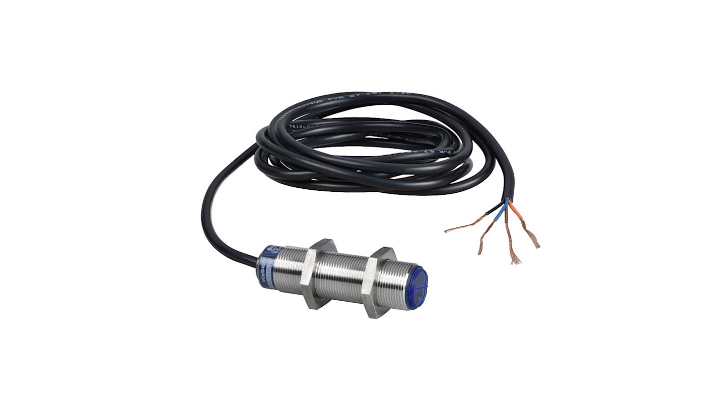 Sensore fotoelettrico Telemecanique Sensors XU5N18PP341D, filettato, rilevamento a diffusione fino a 100 mm, uscita PNP, connettore M12.