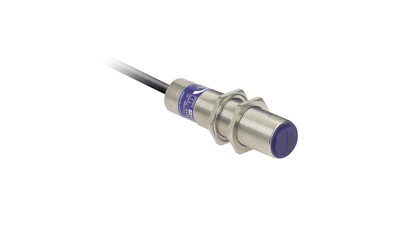 Sensore fotoelettrico Telemecanique Sensors XU8M18MB230, miniaturizzato, filettato, rilevamento diffuso fino a 2 m, uscita 1 NC.
