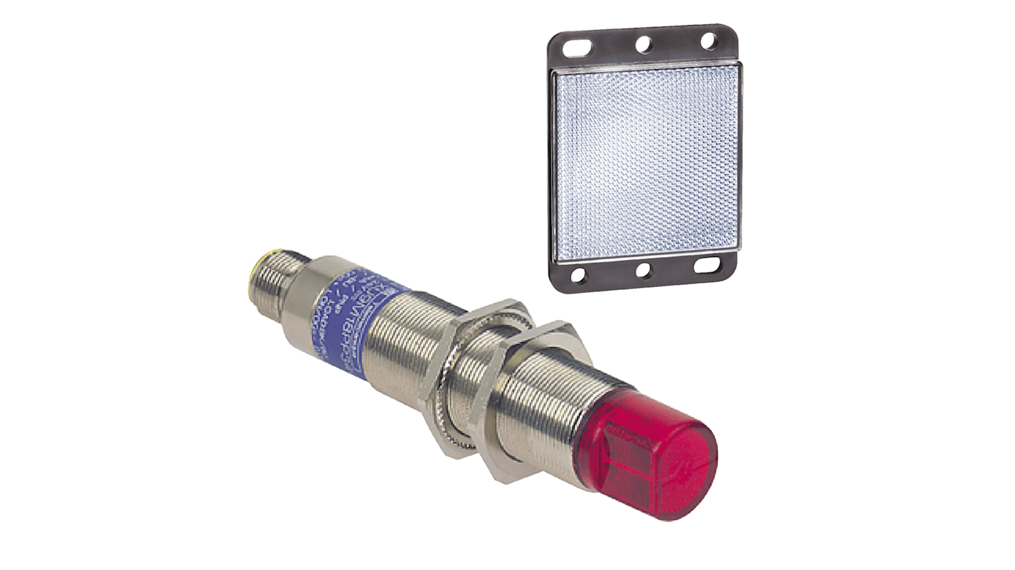 Sensore fotoelettrico Telemecanique Sensors XU9M18MA230WK, miniaturizzato, filettato, rilevamento a retroriflessione polarizzata, 2 m.