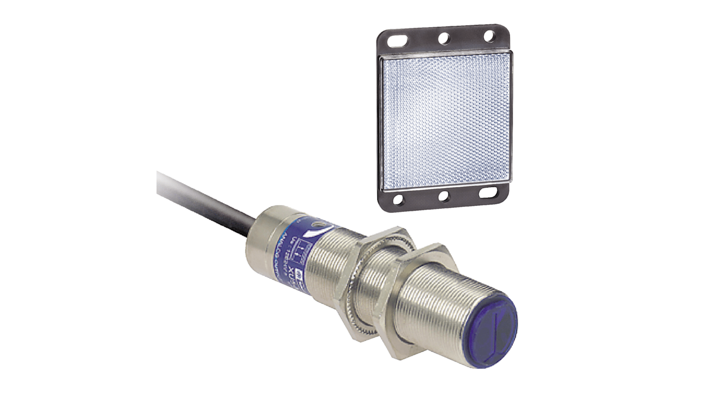 Sensore fotoelettrico Telemecanique Sensors XU9M18MB230, miniaturizzato, filettato, rilevamento a retroriflessione, 2 m.
