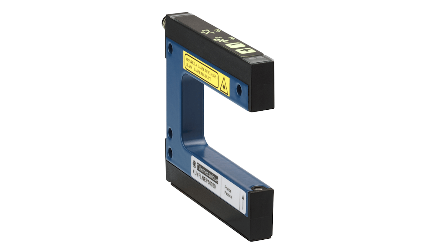 Sensore fotoelettrico miniaturizzato filettato Telemecanique Sensors XUYFLNEP40030, rilevamento a 30 mm, uscita PNP/NPN, connettore M8.