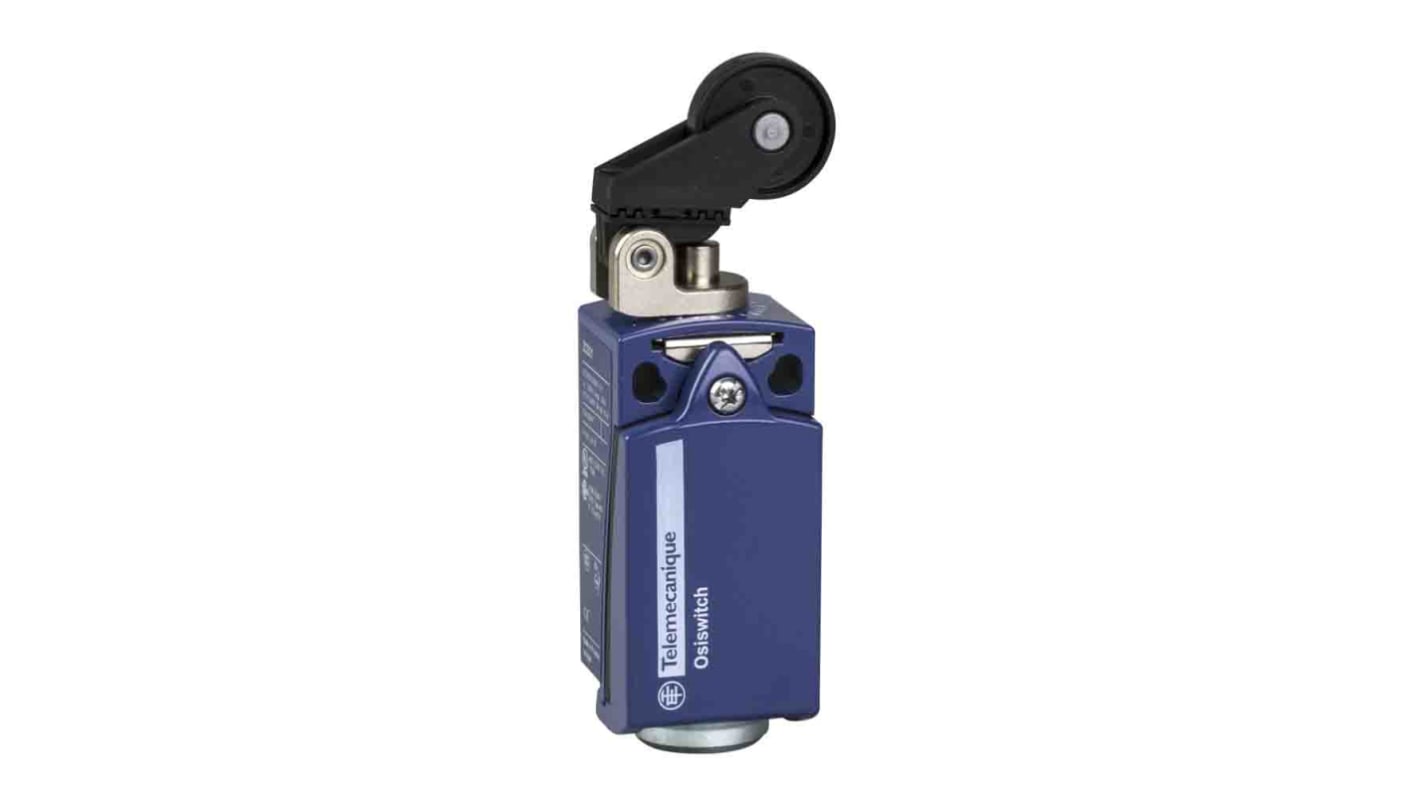 Interruttore di fine corsa Telemecanique Sensors XCKD2128P16 con leva a rullo, 1NC/1NA, grado di protezione IP66/IP67.