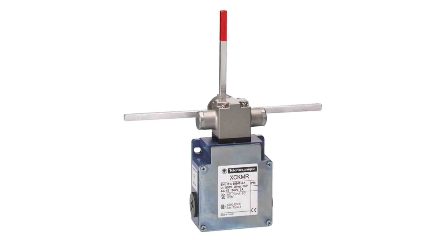 Interruttore di fine corsa Telemecanique Sensors XCKMR54D2, con asta, 2NC, grado di protezione IP66, testa rotante inversa.