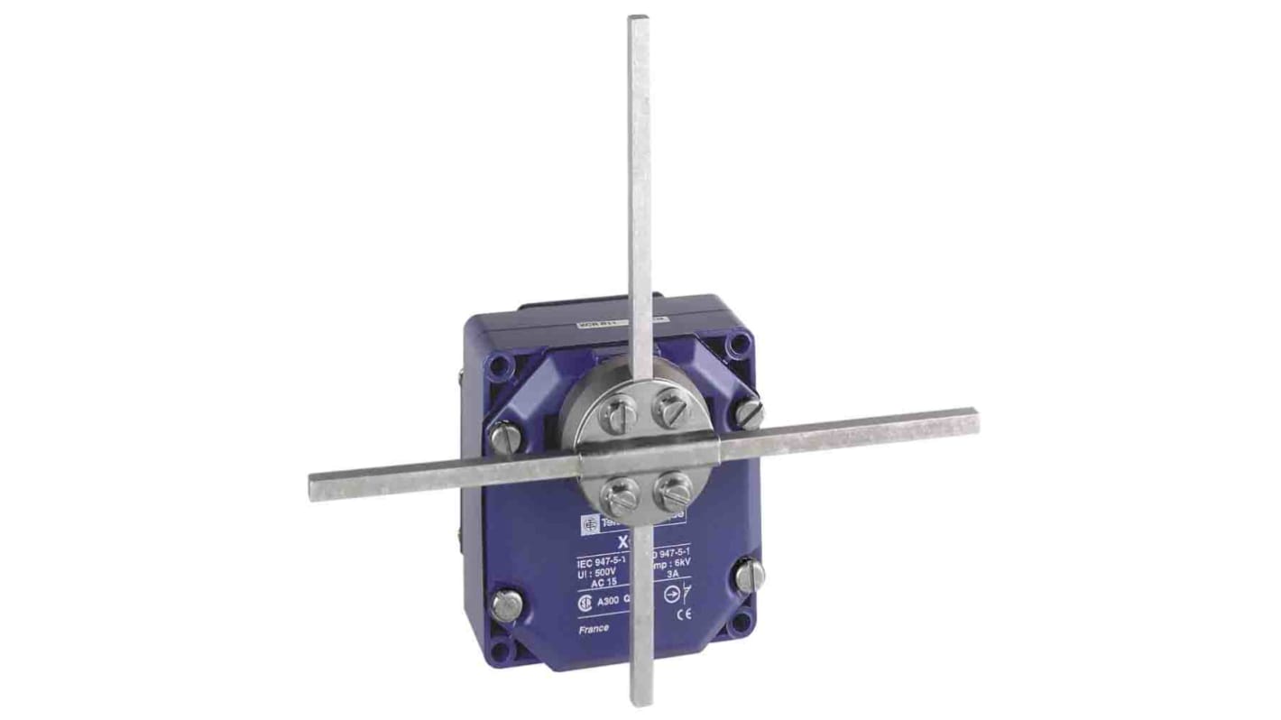 Interruttore di fine corsa Telemecanique Sensors XCRE181, con asta quadrata in metallo, 2 contatti (1 NC + 1 NO), protezione IP65.